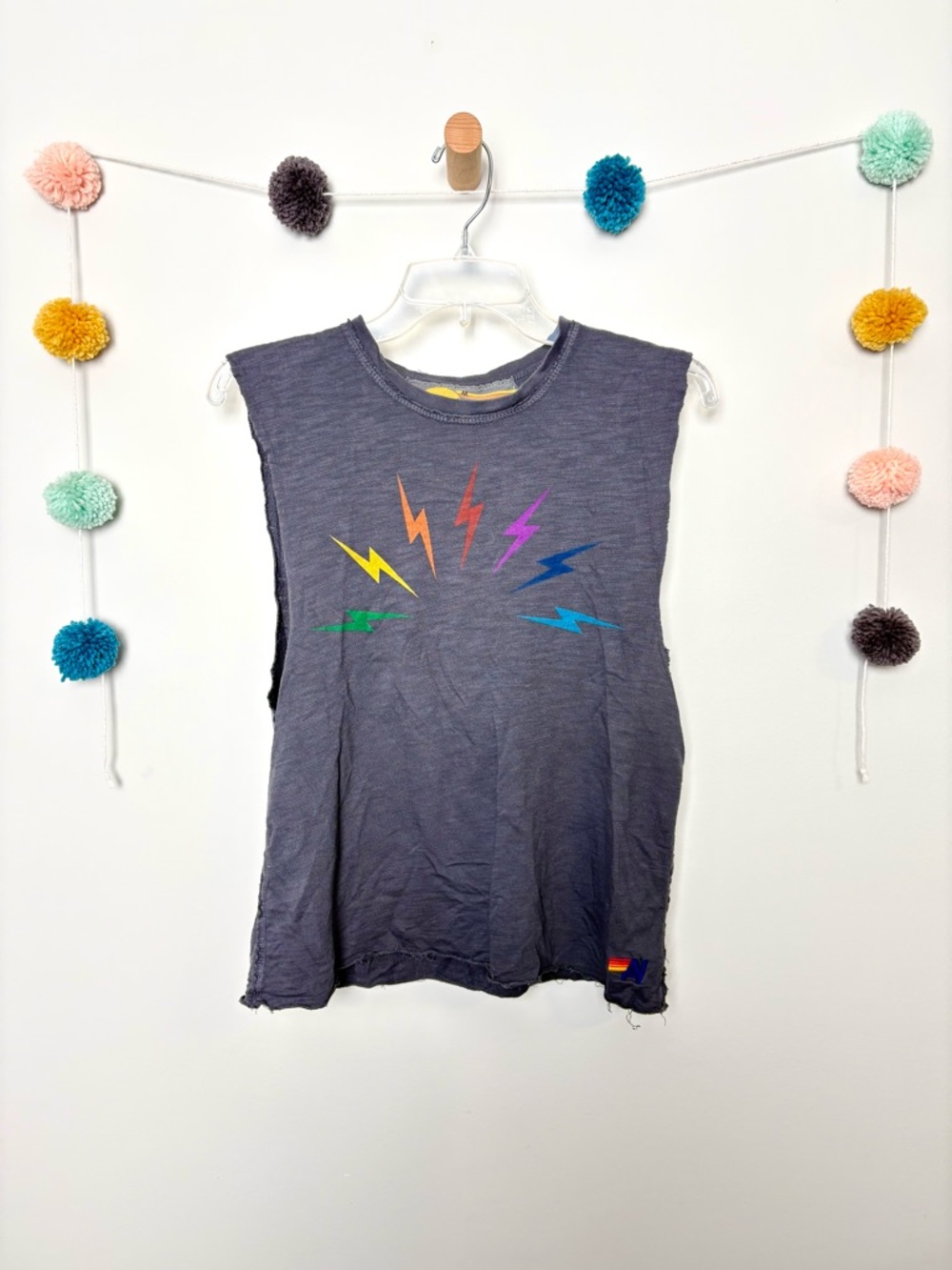 Aviator Nation Sunset Bolt Muscle Tank in Vintage Coal